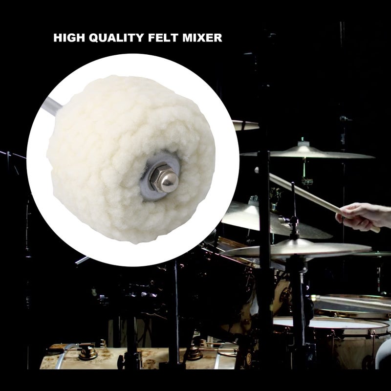Bstinay 19.4x0.6cm Stainless Steel Shaft Bass Kick Drum Beater Felt Pedal Beater Head - Image 5